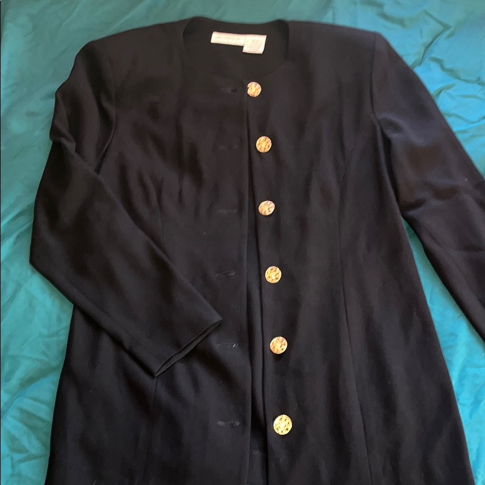 Liz Claiborne Long Blazer with Gold Button Detail